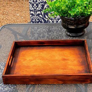 Rustic hand charred wooden serving tray